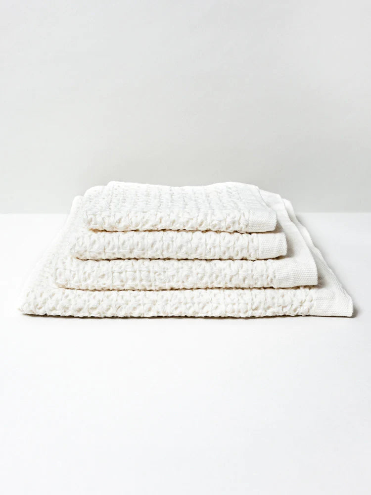 Lattice Linen Towel in IVORY